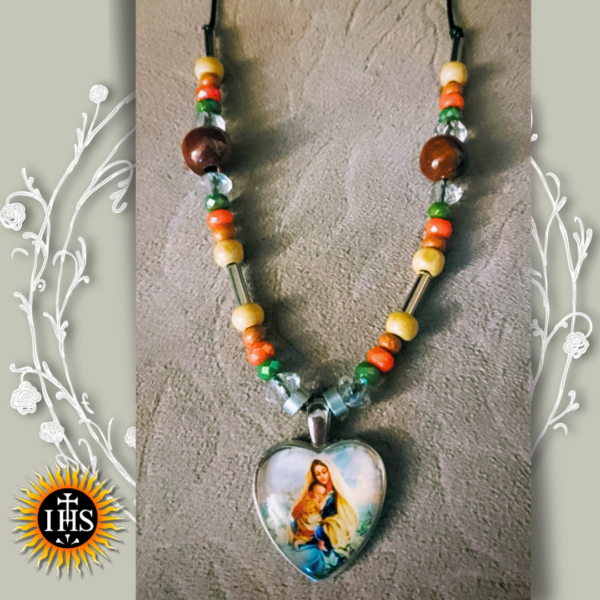 Colar com pingente de Nossa Senhora e o Menino Jesus (mod.2)