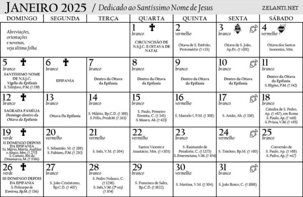 Calendário Litúrgico de 2025